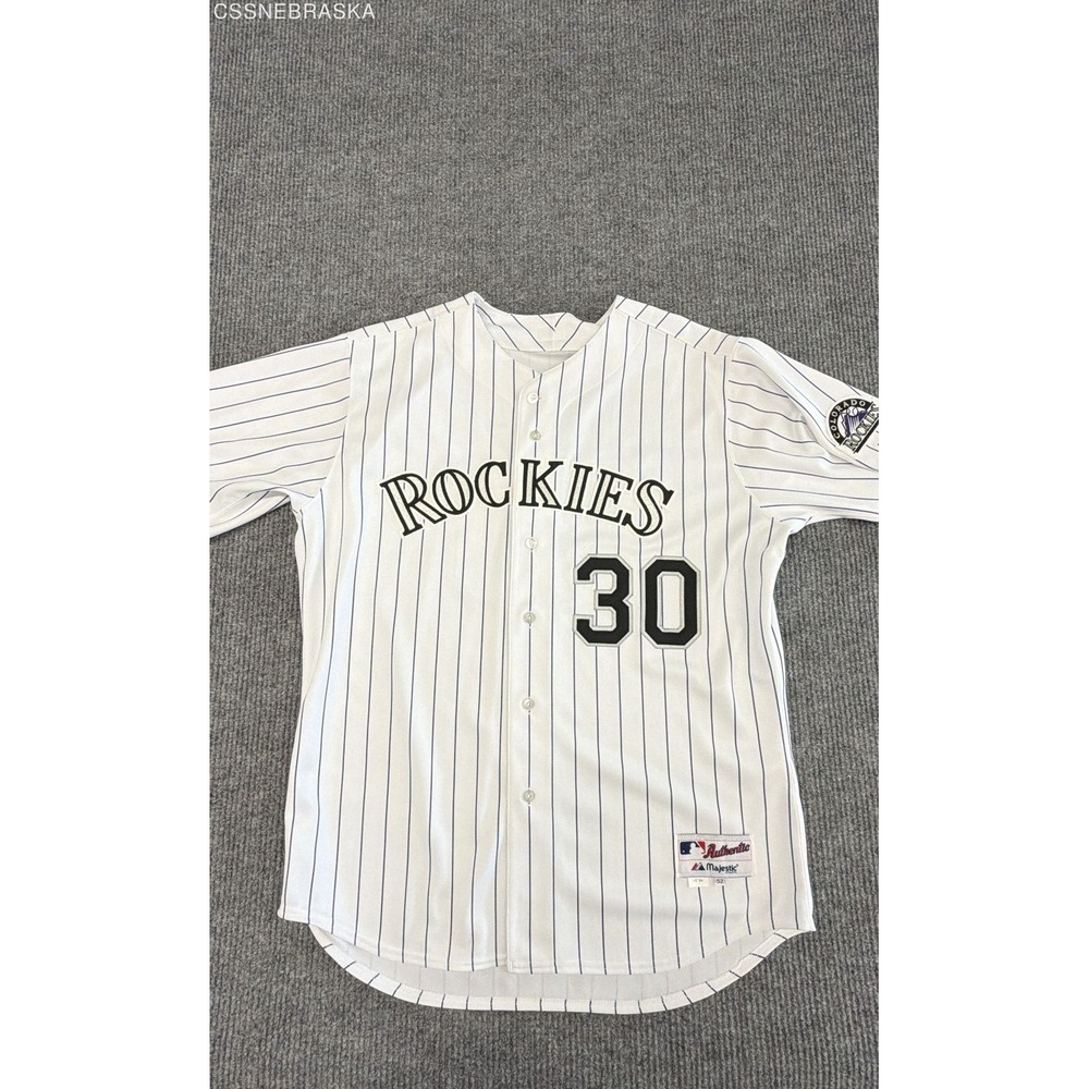 Majestic Colorado Rockies Jaden Hill #30 Authentic MLB Jersey Pinstripe Mens 2XL